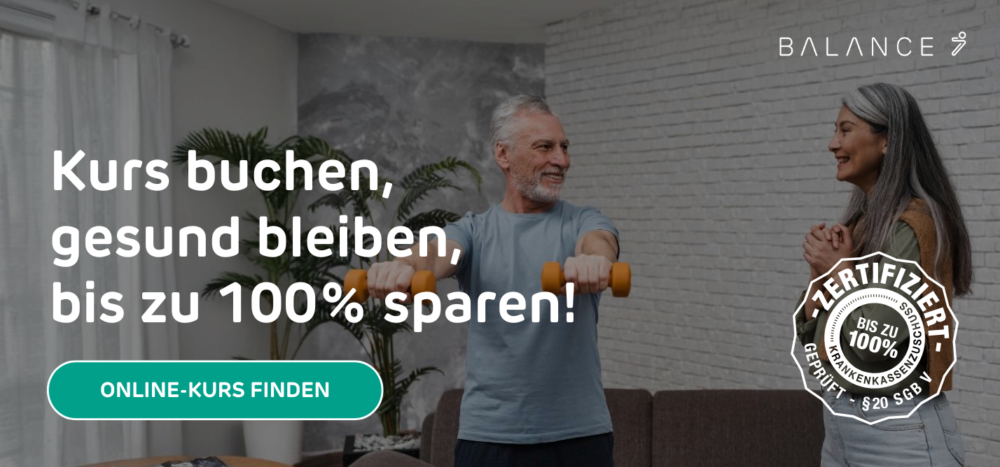 Hinweis auf Online-Präventionskurs, um gesund zu bleiben